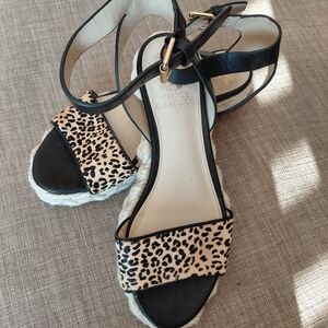 Vince Camuto Black and Animal Print Sandals